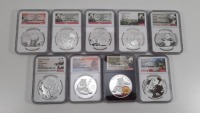 (9) China Panda Commemorative Silver Coins