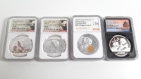 (4) Panda Silver Graded Coins