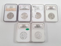 (6) Franklin Graded Half-Dollars