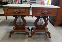 Victorian Mahogany and Marble End Tables