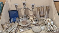 (1) Ctn Vintage Candle Sticker Holders, Flateware, & Other Collectibles