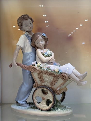"Llardo" Boy & Girl Wheelbarrow Figurine