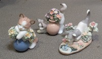 (3) "Lladro" Cat Figurines