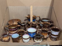 Vintage Glazed Pitchers, Cups & Bowl