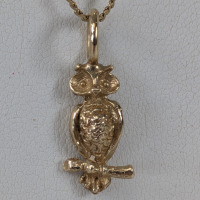 14K Yellow Gold Owl Necklace