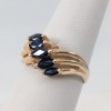 14K Yellow Gold Ring w/ (5) Blue Stones & (2) Clear Stones Accents - 2