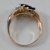 14K Yellow Gold Ring w/ (5) Blue Stones & (2) Clear Stones Accents - 5
