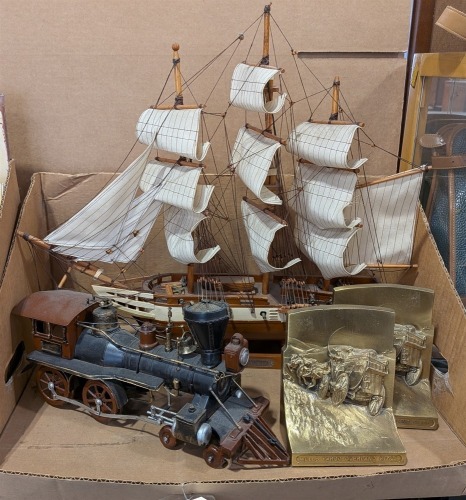 Model Ship, Train, & Bookends