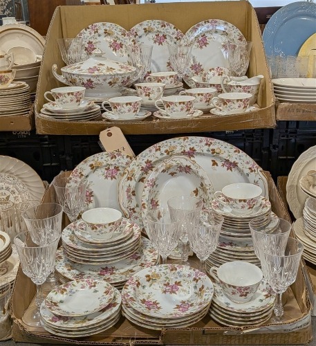(2) Cherry China & Crystal Stemware