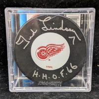 Ted Lindsay Autographed Hockey Puck