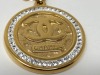 Yellow Metal Necklace & Colorless Simulant Chanel Pendant (Dayton, NJ) - 2
