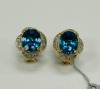 Pair 14K Gold & Blue Topaz & Diamond Earrings (Dayton, NJ)