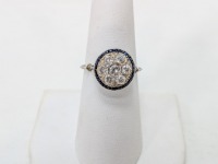 Art Deco Diamond & Blue Stone Ring