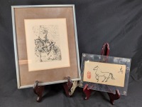 Salvador Dali Etching & Japanese Sumi-e Ink Painting