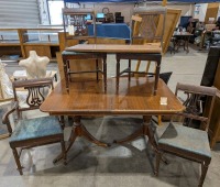 Vintage Double Pedestal Dining Table & Chairs