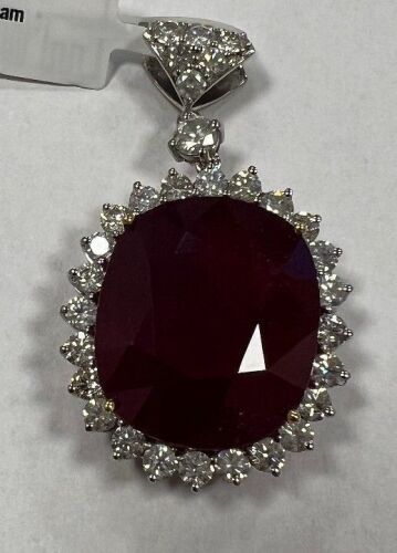 18K White Gold, Ruby & Diamond Pendant (Pompano Beach, FL)