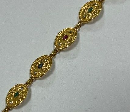 18KY, Blue Sapphire, Ruby & Diamond Bracelet (Pompano Beach, FL)