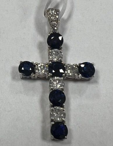 18KW, Blue Sapphire & Diamond Pendant (Pompano Beach, FL)