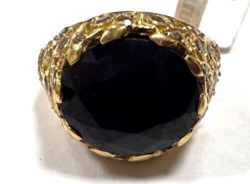 18KW, Blue Sapphire & Brown Diamond Ring (Pompano Beach, FL)