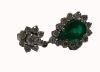 18KW, Emerald & Diamond cluster Earrings (Pompano Beach, FL) - 3