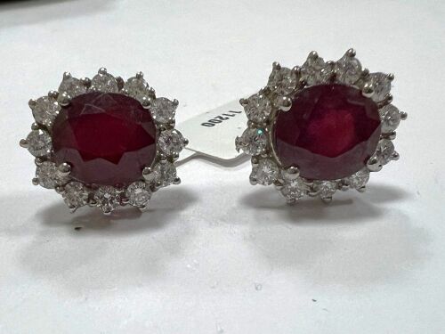 18KW, Ruby & Diamond Earrings (Pompano Beach, FL)