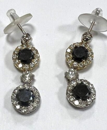 18K Two-Tone, Black & Clear Diamond Earrings (Pompano Beach, FL)