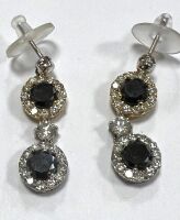 18K Two-Tone, Black & Clear Diamond Earrings (Pompano Beach, FL)