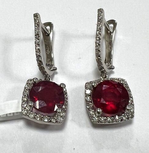 18KY, Ruby & Diamond Earrings (Pompano Beach, FL)
