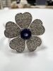 14KW, Blue Sapphire & Diamond Flower Ring (Pompano Beach, FL) - 4