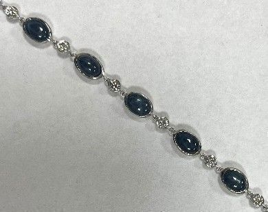 18KW, Blue Star Sapphire & Diamond Bracelet (Pompano Beach, FL)