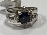 18K Gold, Sapphire & Diamond Cluster Ring (Pompano Beach, FL)