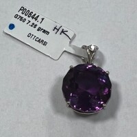 18K Gold, Amethyst & Diamond Earrings & Pendant/Chain (Pompano Beach, FL)