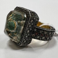 Arto Karaman 24K Gold, Silver, Garnet & Diamond Ring (Pompano Beach, FL)