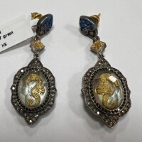 Arto Karaman 24K Gold, Silver & Diamond Earrings (Pompano Beach, FL)