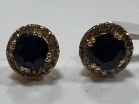 18K Gold, Sapphire & Diamond Earrings (Pompano Beach, FL)