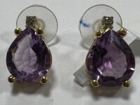 18K Gold, Amethyst & Diamond Earrings & Pendant/Chain (Pompano Beach, FL)