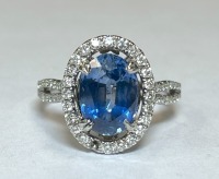 18K Gold, Sapphire & Diamond Halo Ring (Pompano Beach, FL)