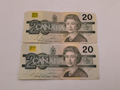 (2) $20 Canada Paper Notes