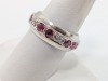 14K White Gold (12) Ruby & (6) Diamond Band/Ring - 2