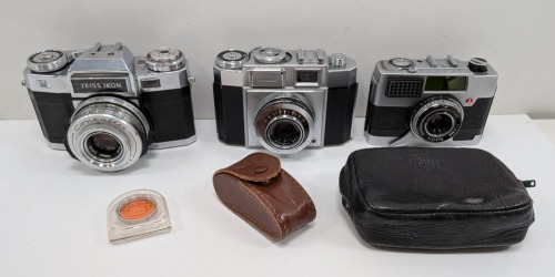(2) Zeiss Camera,(1) Petri Camera, & Lenses