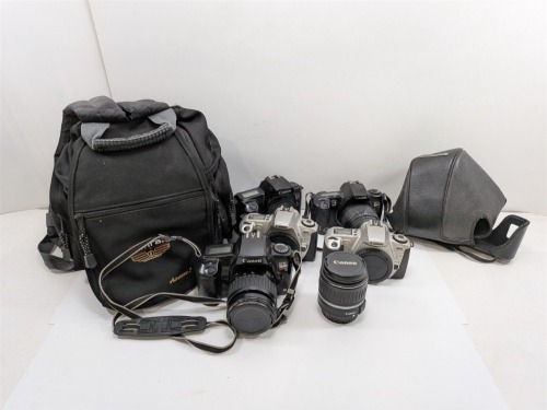 Canon Cameras & Assorted Lenses & Bag